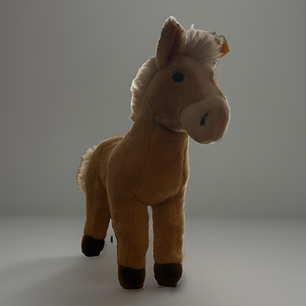 Vintage Steiff Fenny Palomino Horse Stuffed Plush Standing KNOPF IM OHR Germany